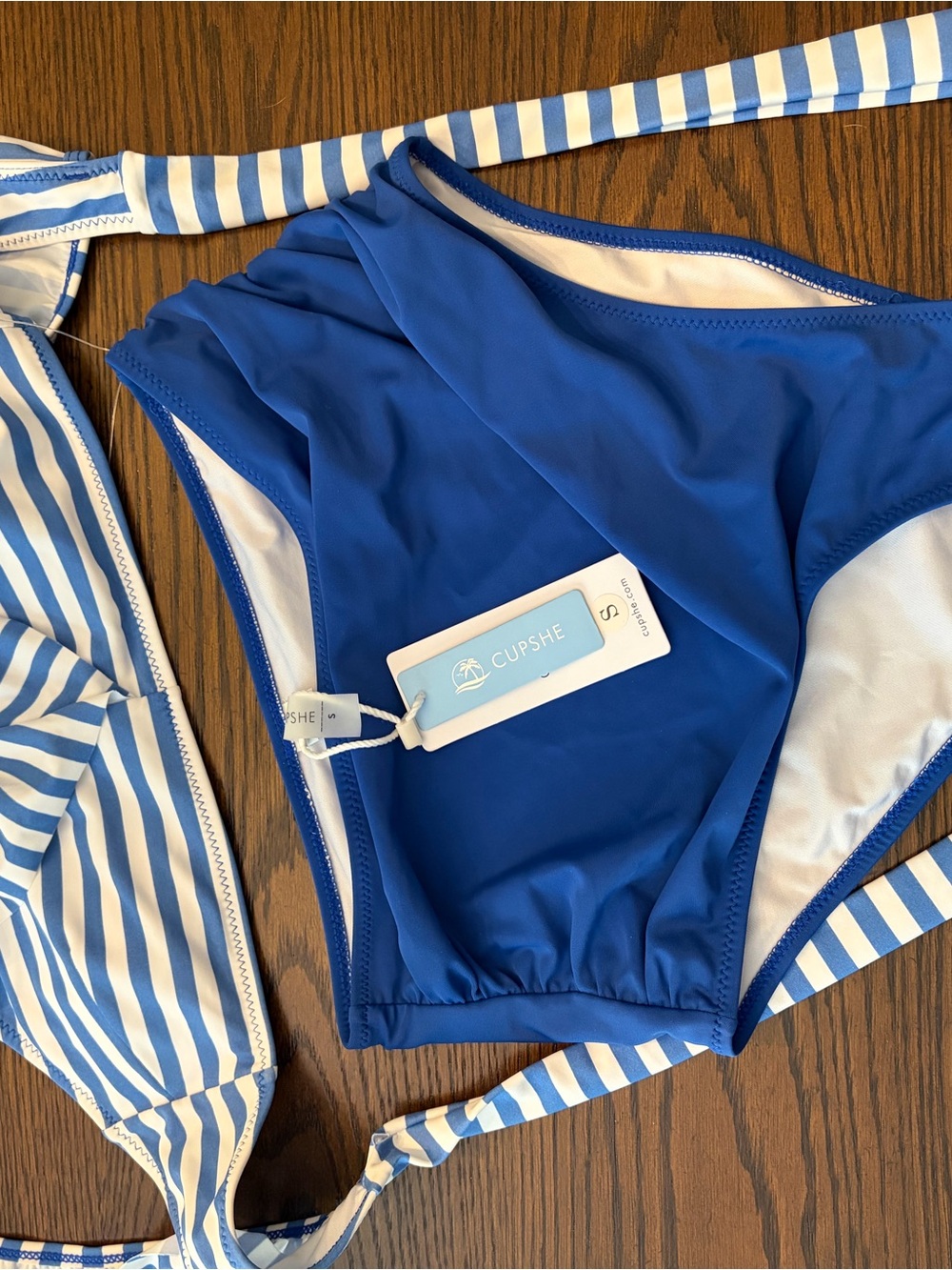 Cupshe Blue and White Striped Two-Piece Swim Set - Picture 4 of 4